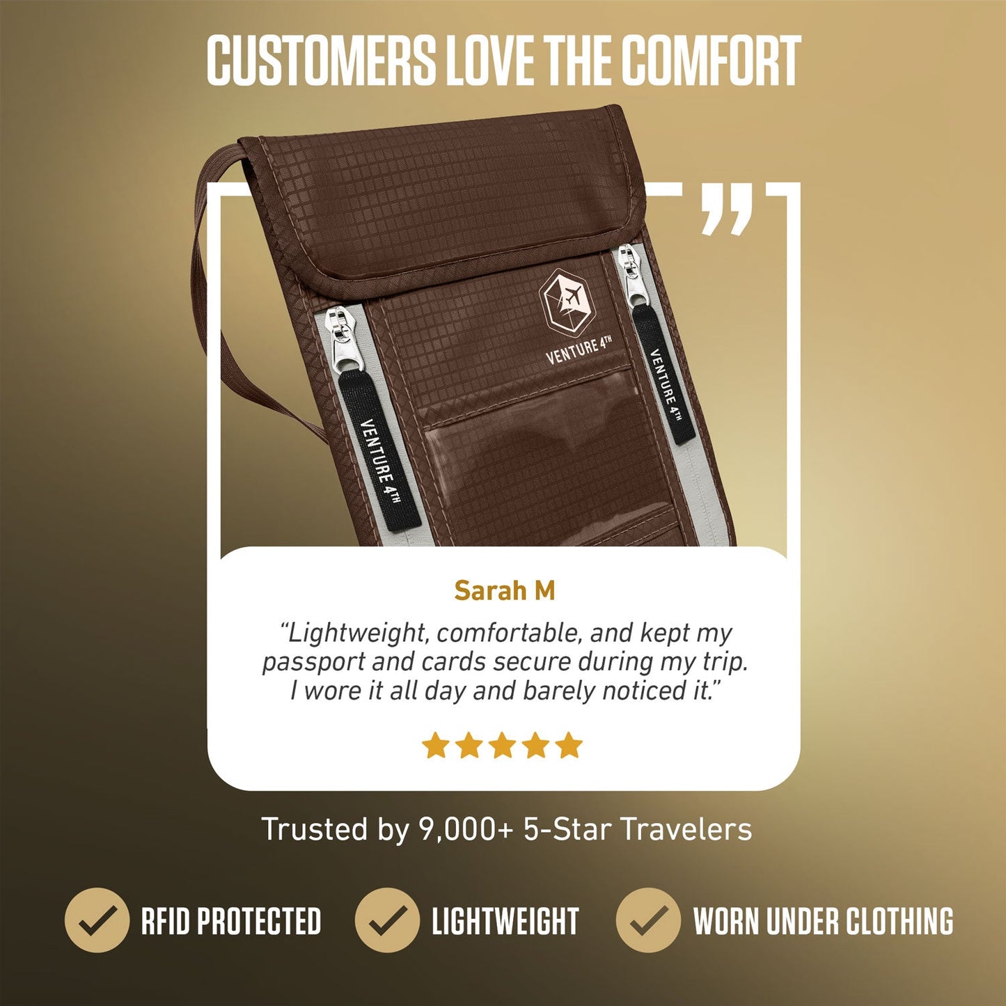 VENTURE 4TH RFID Blocking Neck Pouch | Travel Wallet | 8 Colors - Niksstuff