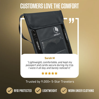 VENTURE 4TH RFID Blocking Neck Pouch | Travel Wallet | 8 Colors - Niksstuff