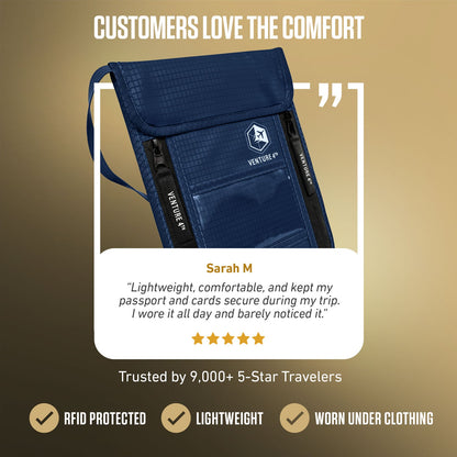 VENTURE 4TH RFID Blocking Neck Pouch | Travel Wallet | 8 Colors - Niksstuff
