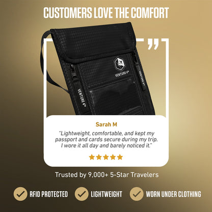 VENTURE 4TH RFID Blocking Neck Pouch | Travel Wallet | 8 Colors - Niksstuff