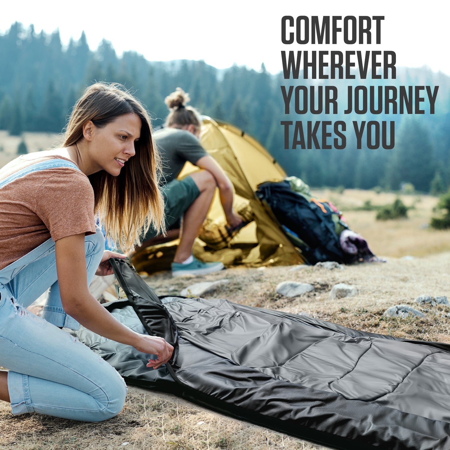 VENTURE 4TH XXL Sleeping Bag for Big & Tall Campers | 30–70°F | 90" x 39" | 5 Colors - Niksstuff