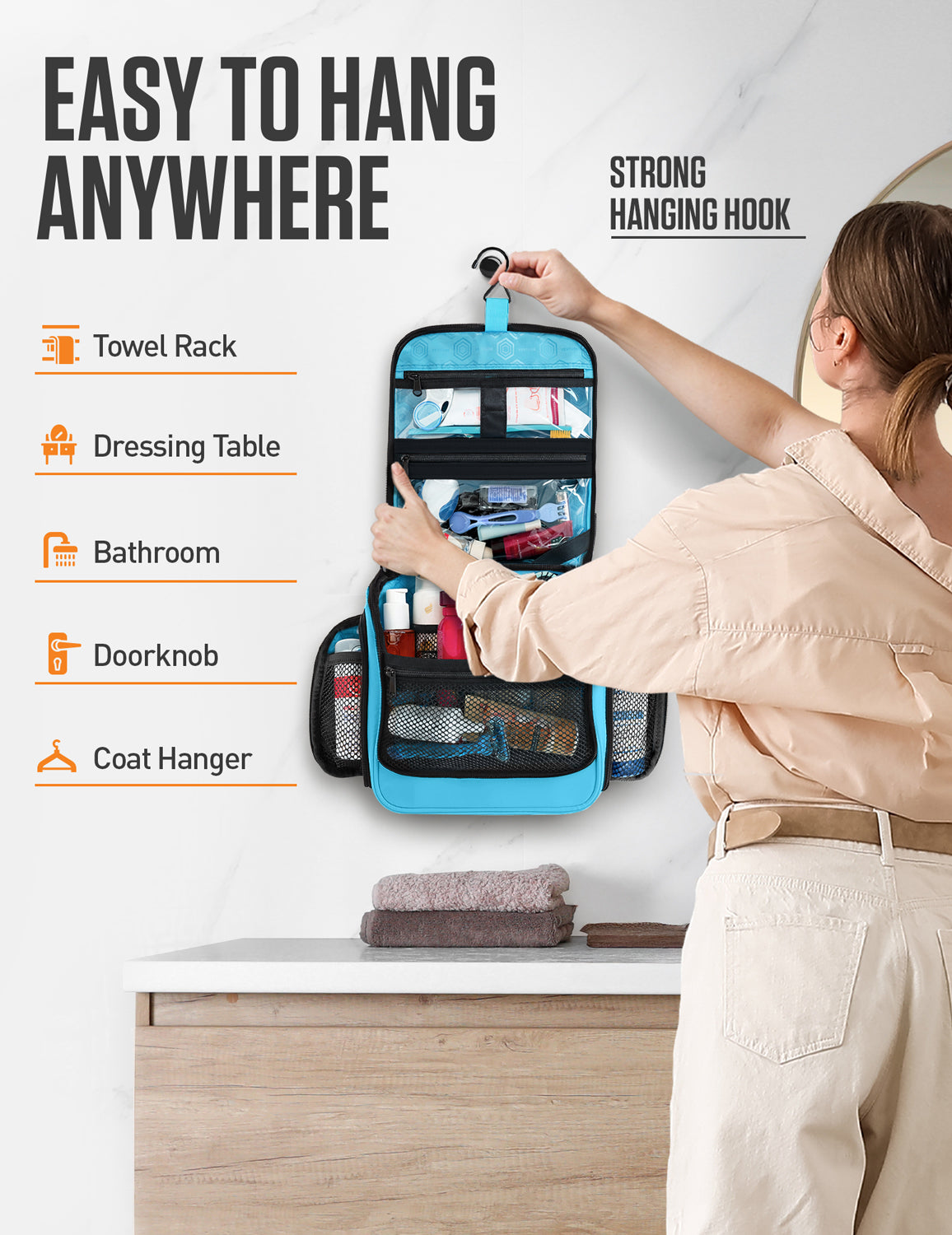 VENTURE 4TH Hanging Travel Toiletry Bag | TSA Compliant | 18 Colors & Designs - Niksstuff