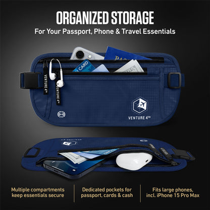 VENTURE 4TH RFID Safe Money Belt | Fits Up to 56" Waist | 12 Colors - Niksstuff