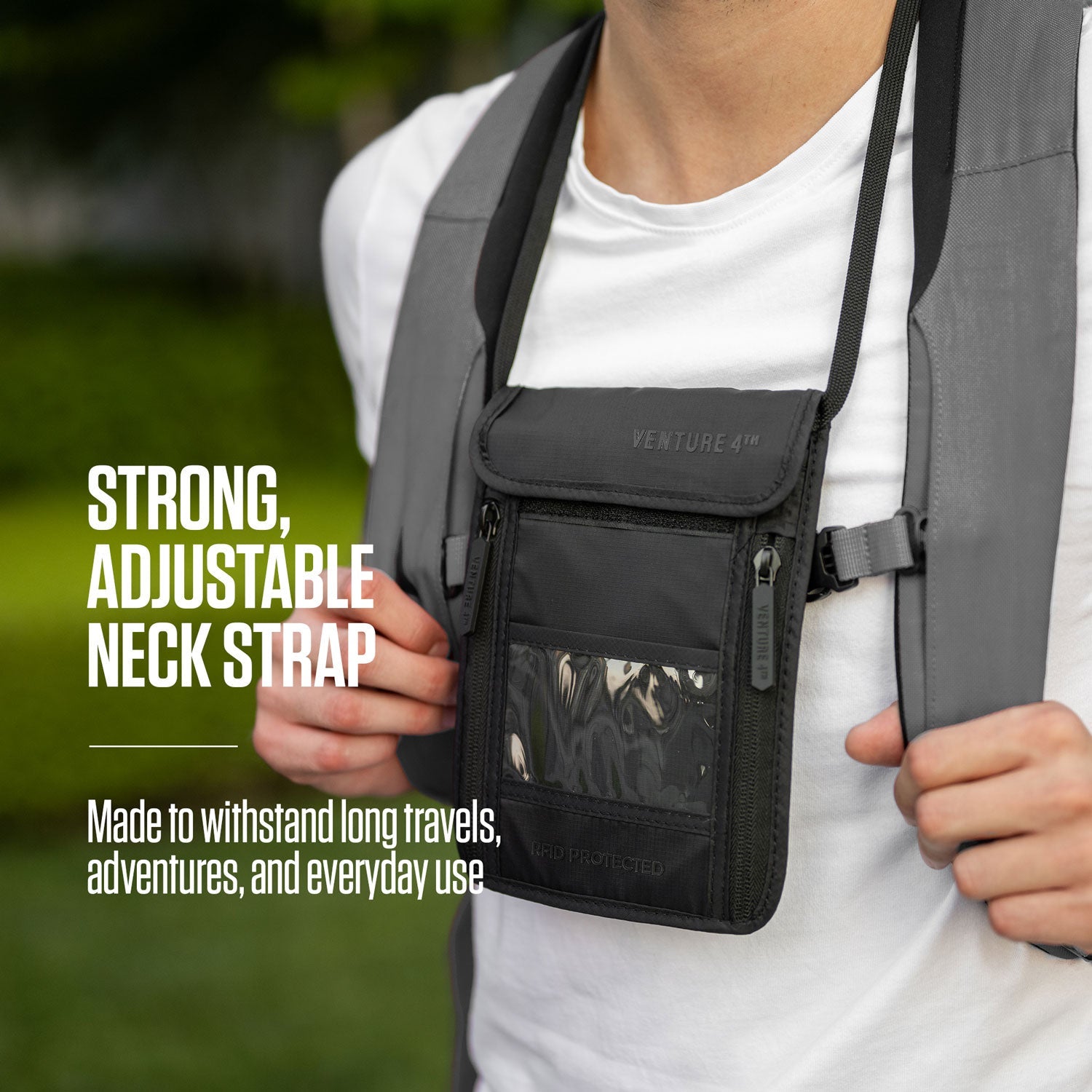 VENTURE 4TH Travel Neck Pouch | RFID Blocking | 210D Ripstop Nylon | 8 Colors - Niksstuff