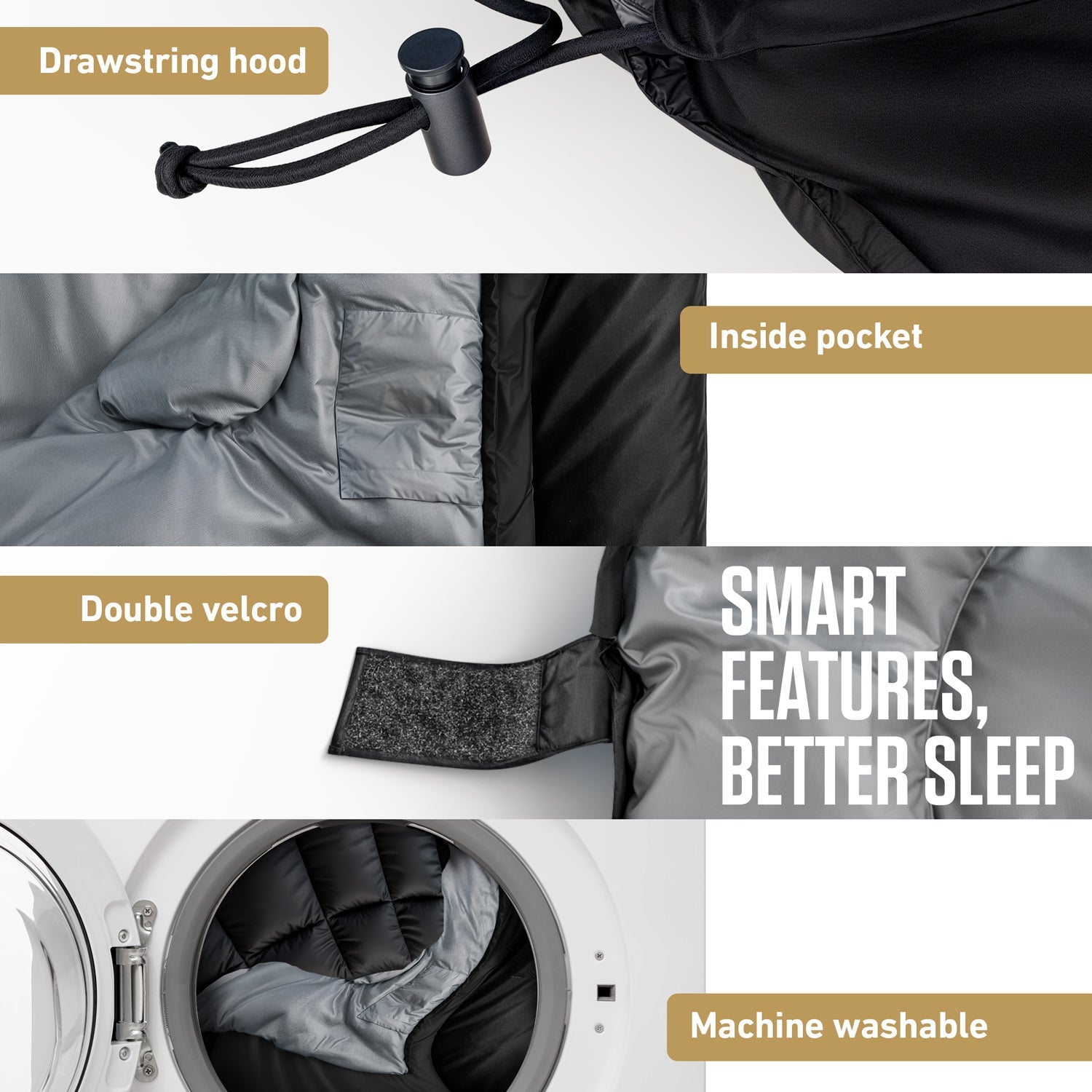 VENTURE 4TH XXL Sleeping Bag for Big & Tall Campers | 30–70°F | 90" x 39" | 5 Colors - Niksstuff