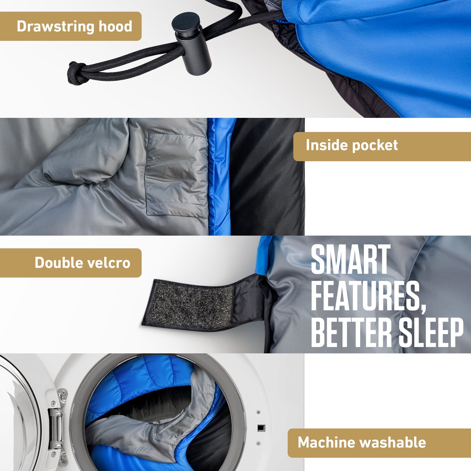 VENTURE 4TH XXL Sleeping Bag for Big & Tall Campers | 30–70°F | 90" x 39" | 5 Colors - Niksstuff
