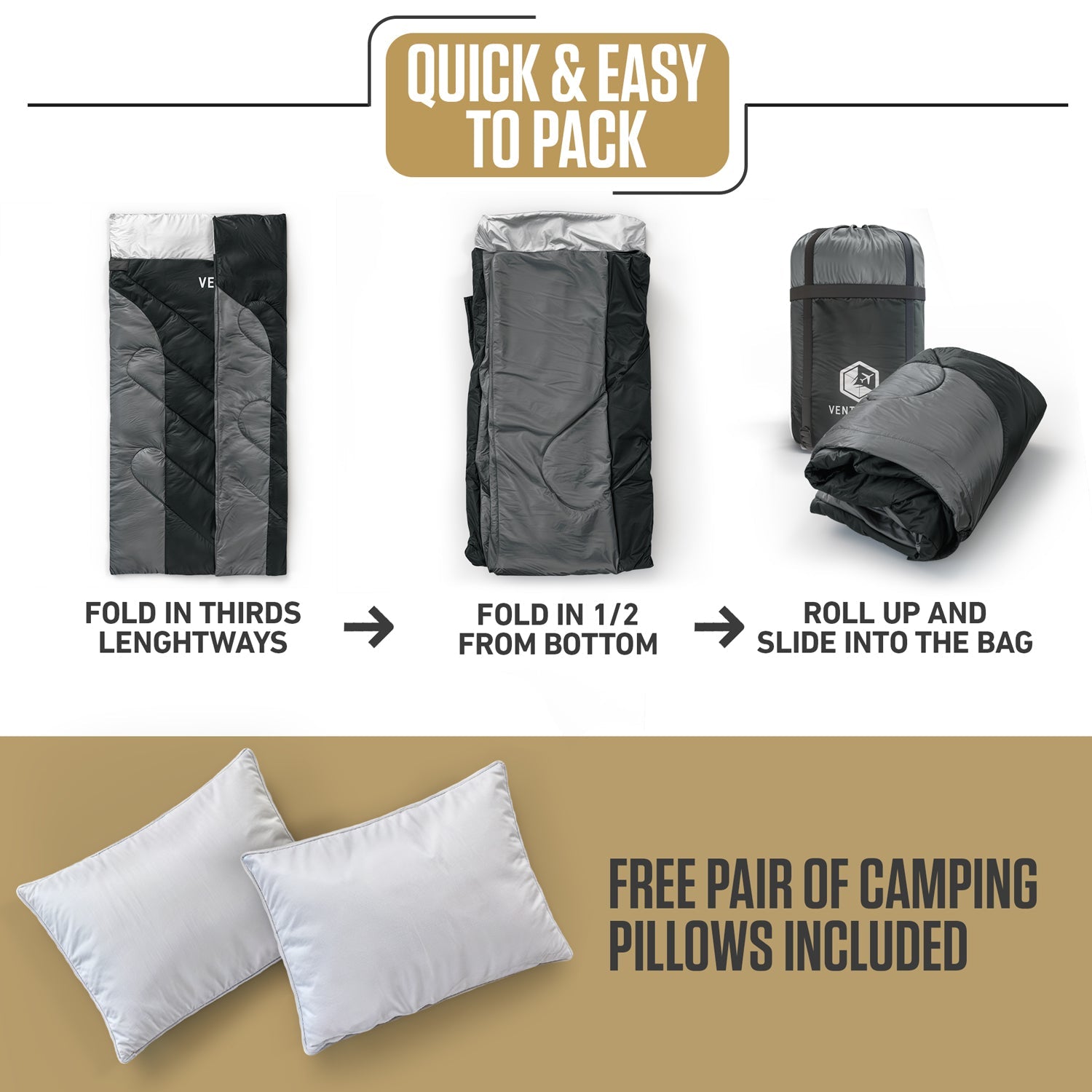 VENTURE 4TH Double Sleeping Bag for Two | 3-Season | 30°F–70°F - Niksstuff