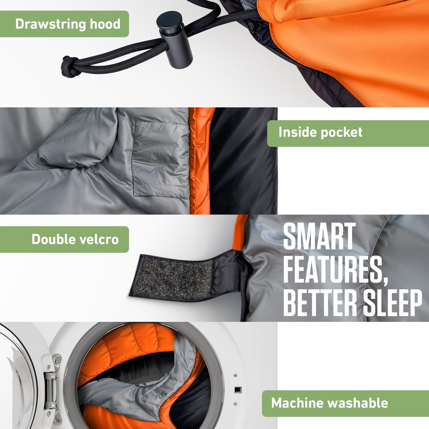 VENTURE 4TH XXL Sleeping Bag for Big & Tall Campers | 30–70°F | 90" x 39" | 5 Colors - Niksstuff