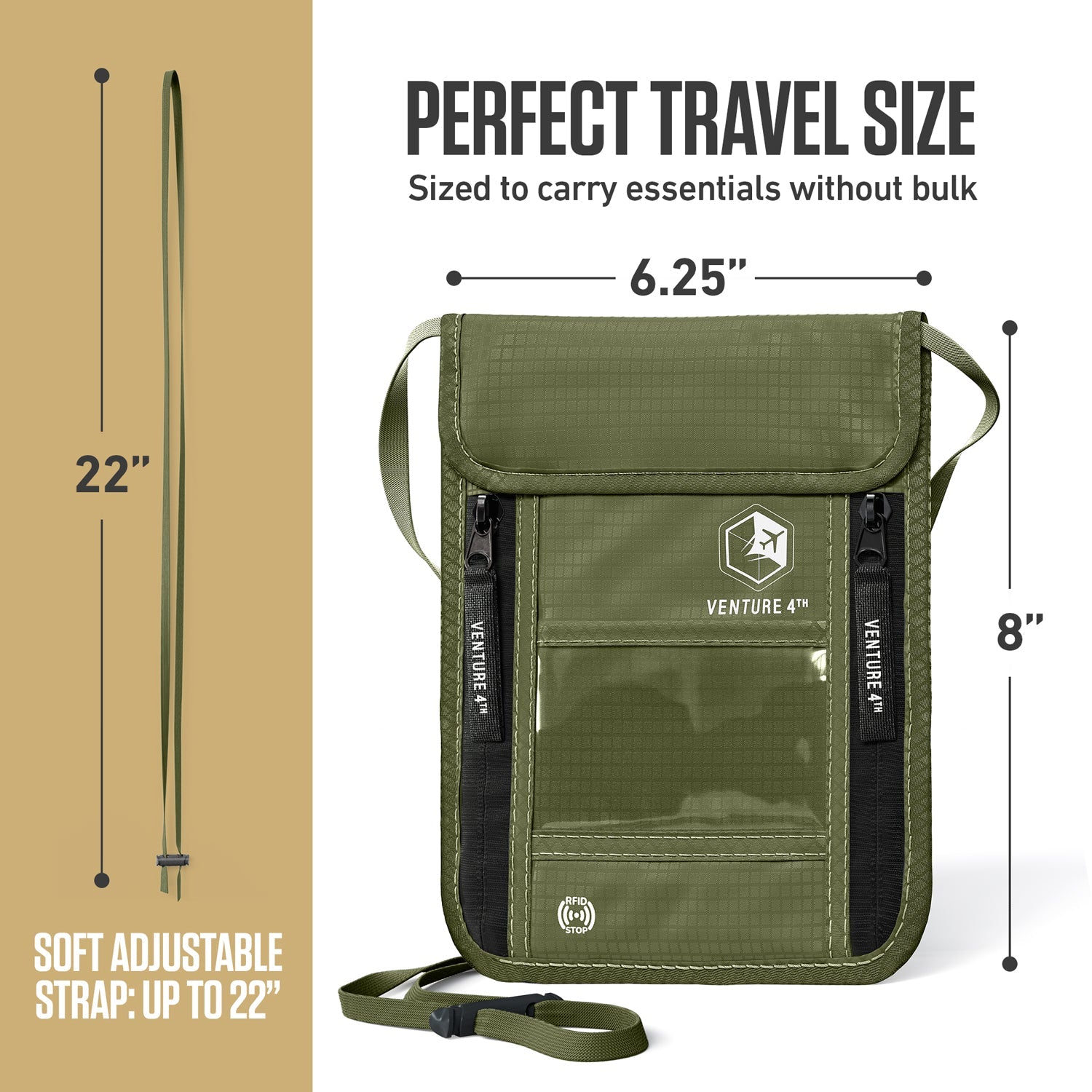VENTURE 4TH RFID Blocking Neck Pouch | Travel Wallet | 8 Colors - Niksstuff