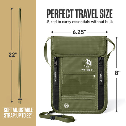 VENTURE 4TH RFID Blocking Neck Pouch | Travel Wallet | 8 Colors - Niksstuff