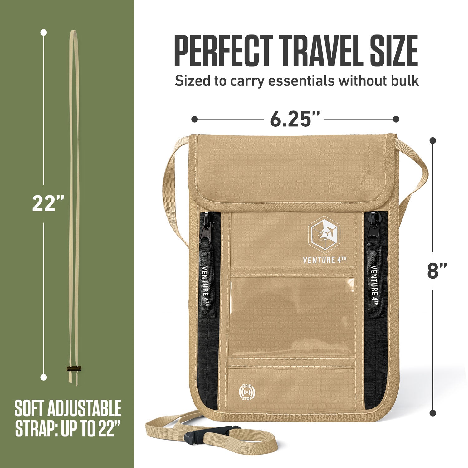 VENTURE 4TH RFID Blocking Neck Pouch | Travel Wallet | 8 Colors - Niksstuff