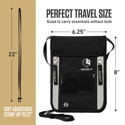 VENTURE 4TH RFID Blocking Neck Pouch | Travel Wallet | 8 Colors - Niksstuff