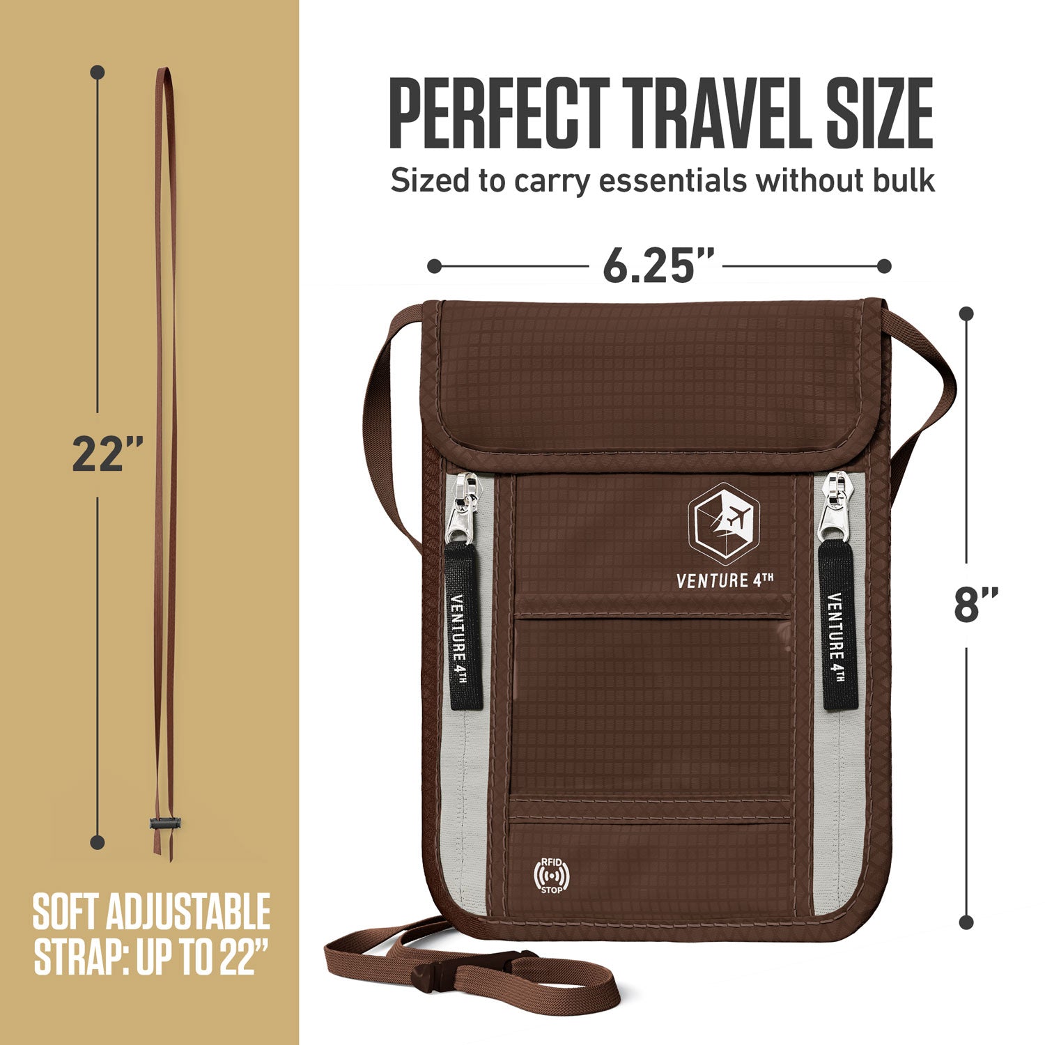 VENTURE 4TH RFID Blocking Neck Pouch | Travel Wallet | 8 Colors - Niksstuff