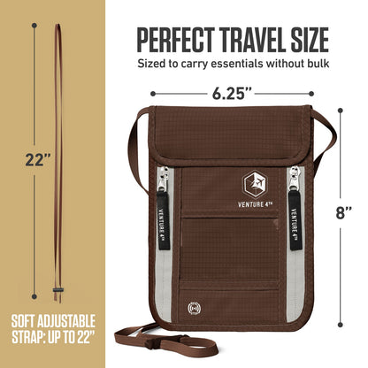 VENTURE 4TH RFID Blocking Neck Pouch | Travel Wallet | 8 Colors - Niksstuff