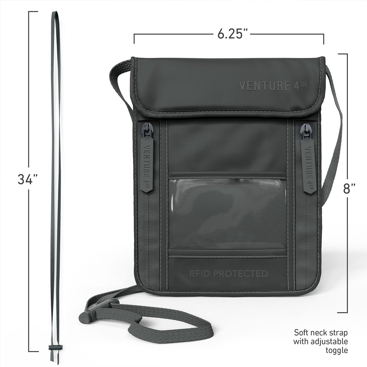 VENTURE 4TH Travel Neck Pouch | RFID Blocking | 210D Ripstop Nylon | 8 Colors - Niksstuff