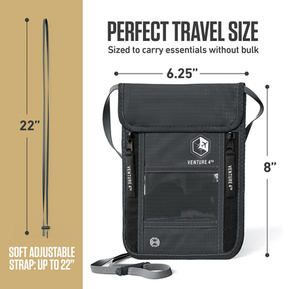 VENTURE 4TH RFID Blocking Neck Pouch | Travel Wallet | 8 Colors - Niksstuff