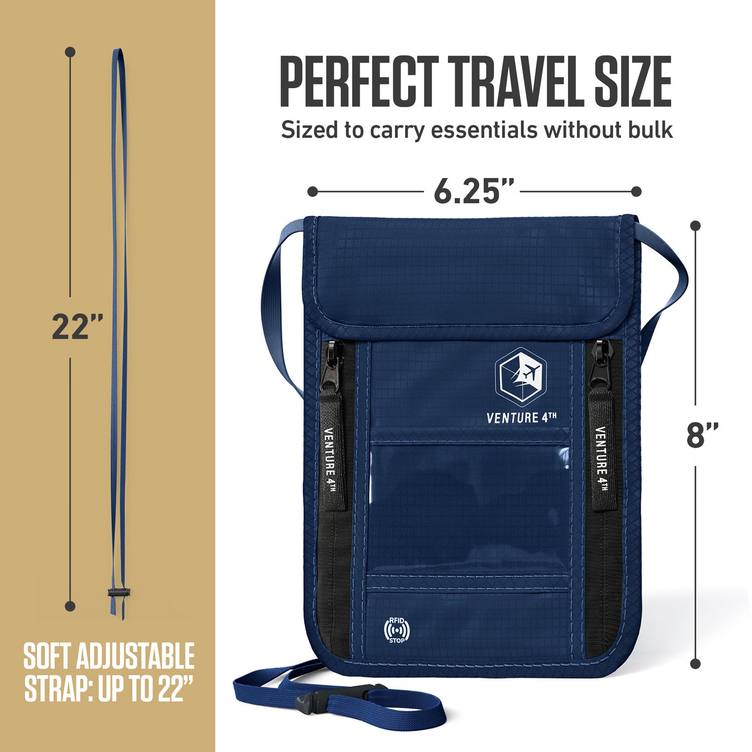 VENTURE 4TH RFID Blocking Neck Pouch | Travel Wallet | 8 Colors - Niksstuff