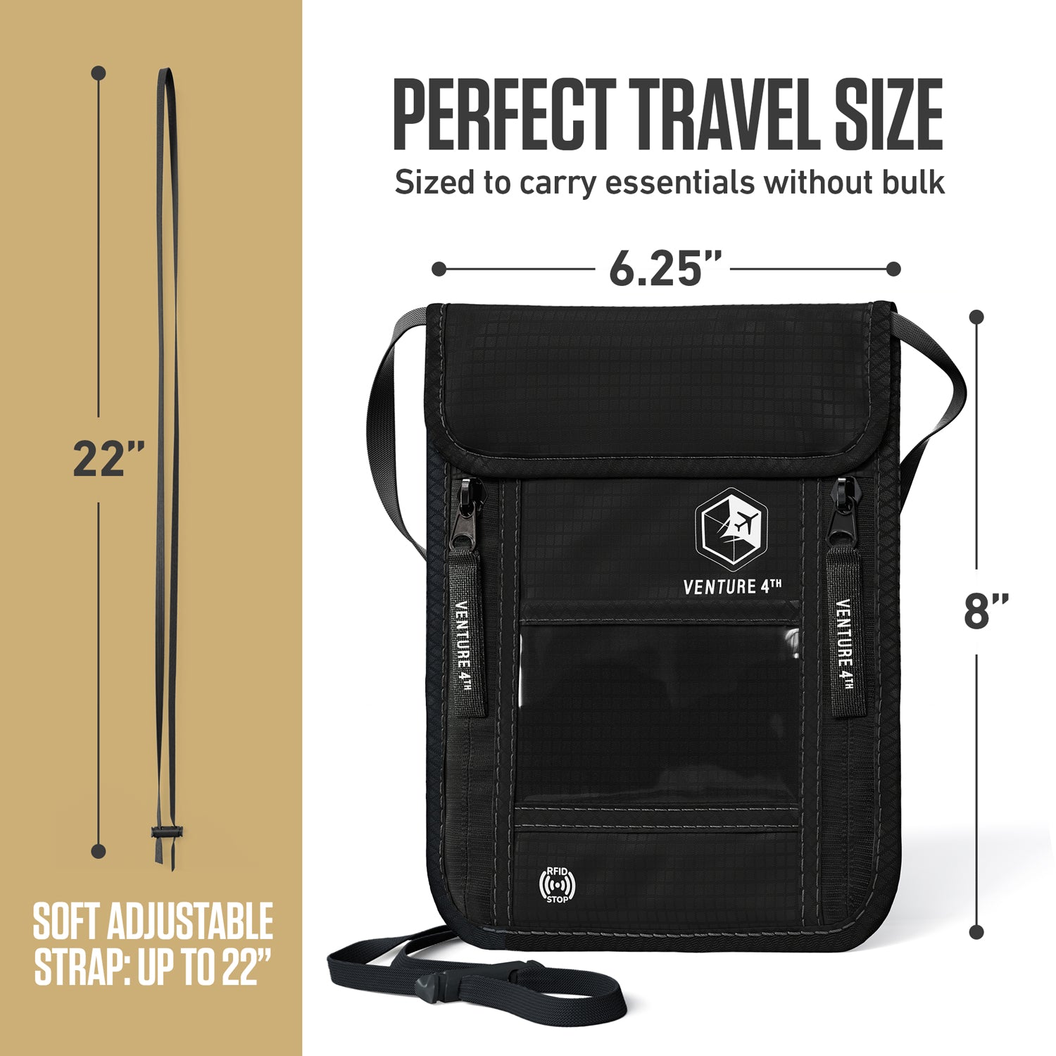 VENTURE 4TH RFID Blocking Neck Pouch | Travel Wallet | 8 Colors - Niksstuff