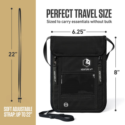 VENTURE 4TH RFID Blocking Neck Pouch | Travel Wallet | 8 Colors - Niksstuff