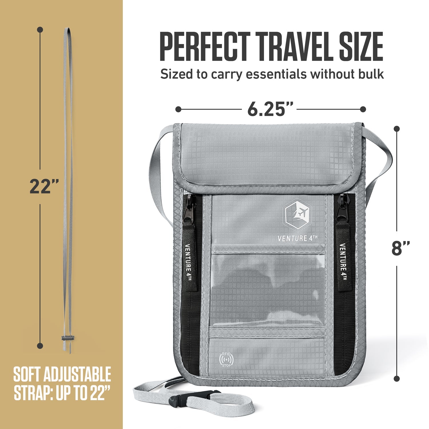 VENTURE 4TH RFID Blocking Neck Pouch | Travel Wallet | 8 Colors - Niksstuff