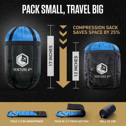 VENTURE 4TH Summer Sleeping Bag | 40–70°F | 29.5"x86.6" | Lightweight 2.7 lbs | 6 Colors - Niksstuff