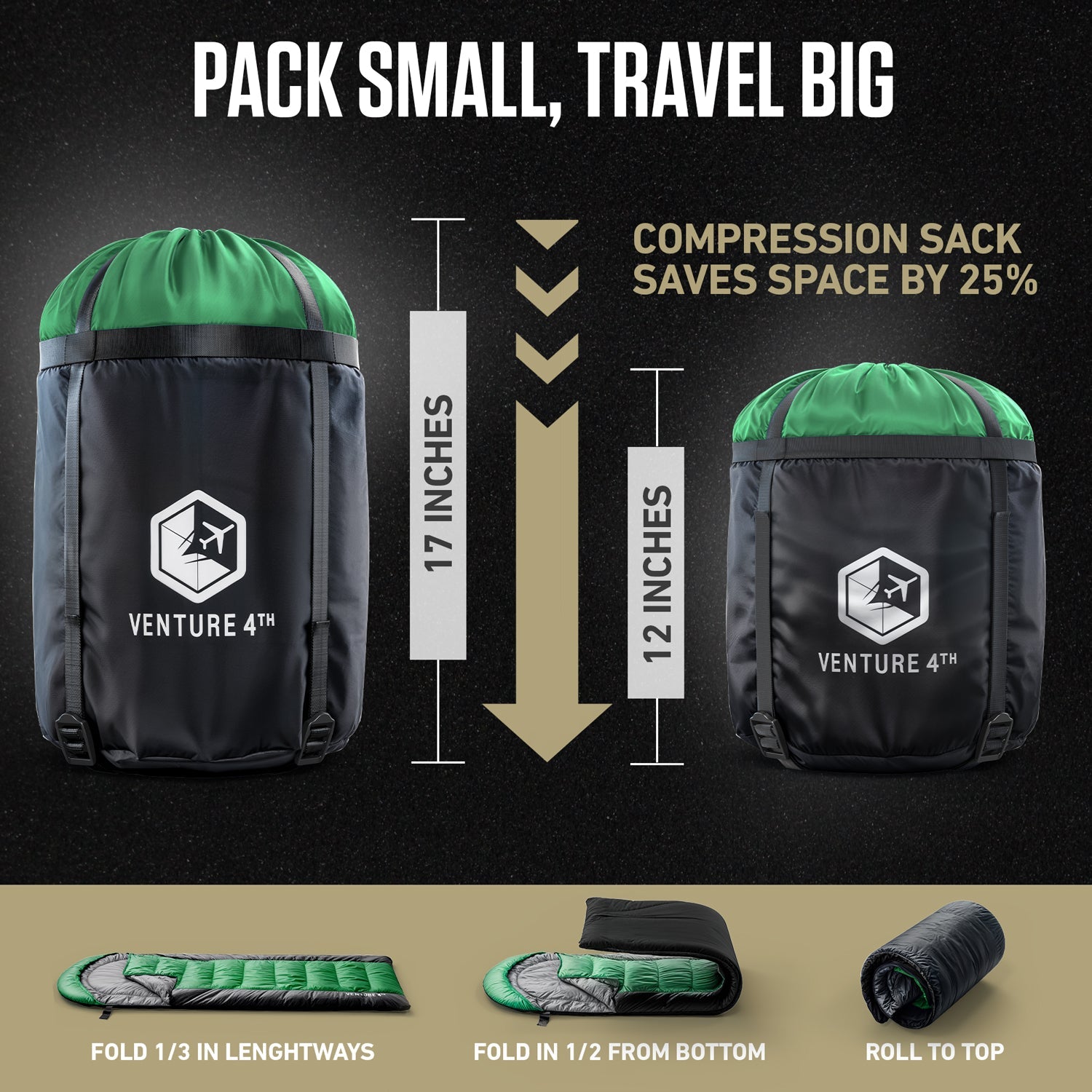 VENTURE 4TH XXL Sleeping Bag for Big & Tall Campers | 30–70°F | 90" x 39" | 5 Colors - Niksstuff