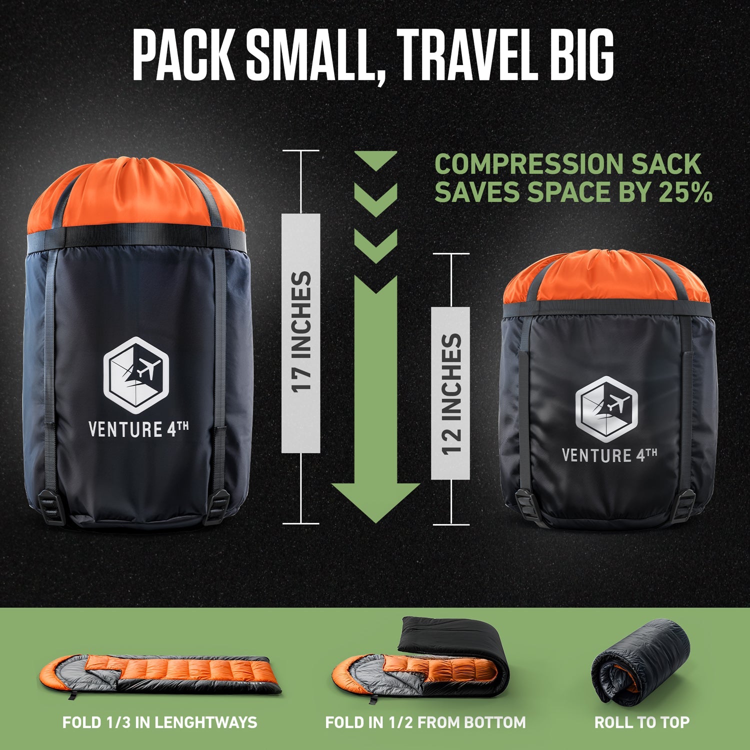 VENTURE 4TH XXL Sleeping Bag for Big & Tall Campers | 30–70°F | 90" x 39" | 5 Colors - Niksstuff
