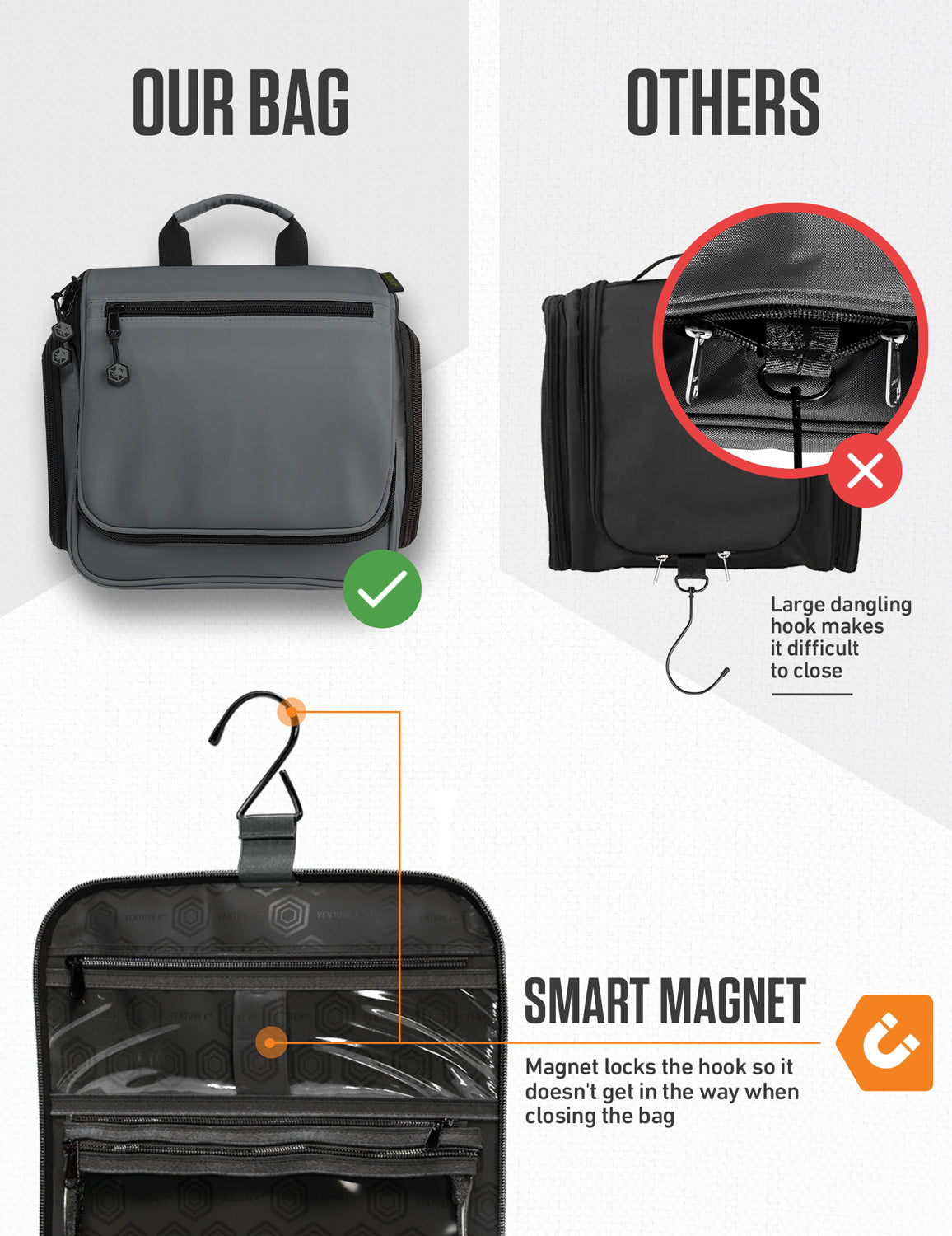 VENTURE 4TH Hanging Travel Toiletry Bag | TSA Compliant | 18 Colors & Designs - Niksstuff