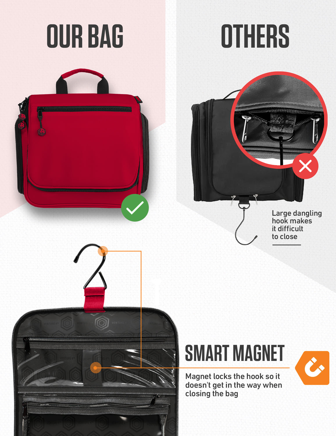 VENTURE 4TH Hanging Travel Toiletry Bag | TSA Compliant | 18 Colors & Designs - Niksstuff