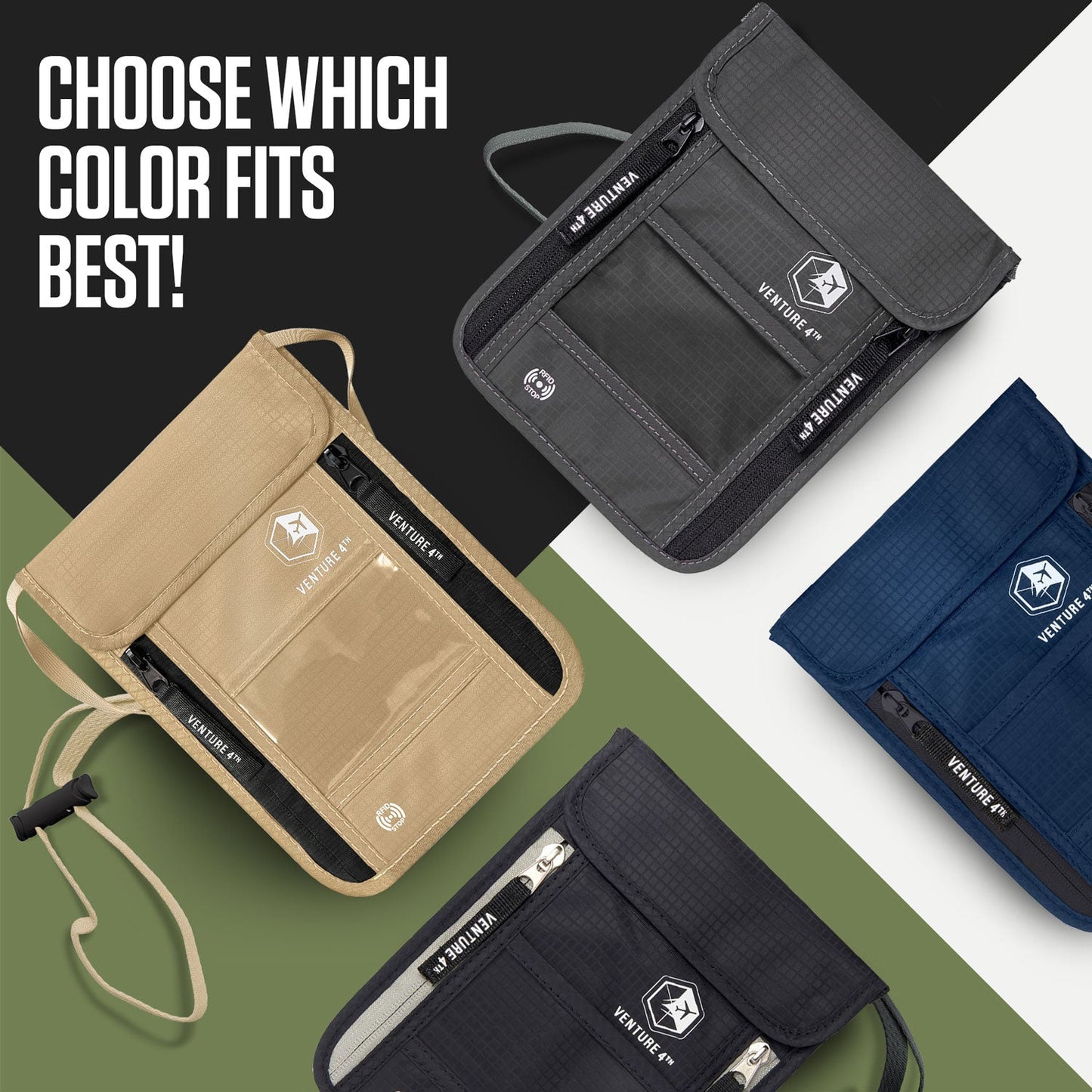 VENTURE 4TH RFID Blocking Neck Pouch | Travel Wallet | 8 Colors - Niksstuff