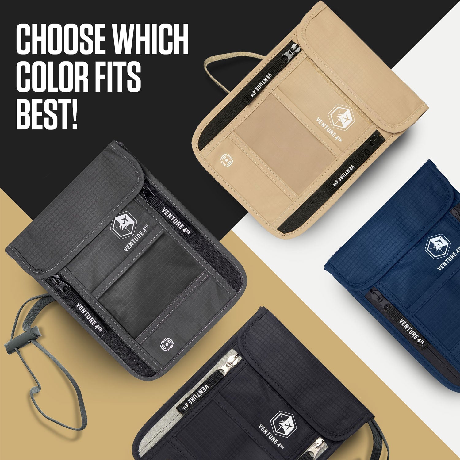 VENTURE 4TH RFID Blocking Neck Pouch | Travel Wallet | 8 Colors - Niksstuff