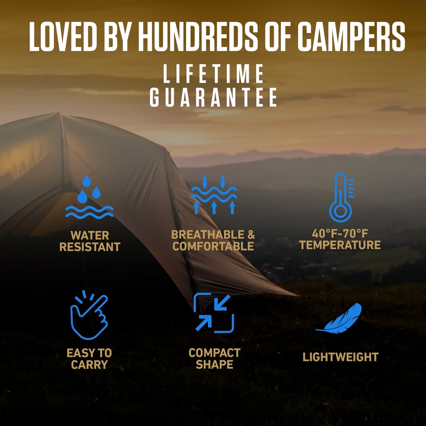 VENTURE 4TH XXL Sleeping Bag for Big & Tall Campers | 30–70°F | 90" x 39" | 5 Colors - Niksstuff