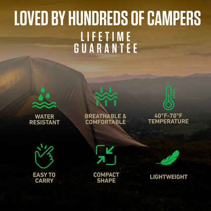VENTURE 4TH XXL Sleeping Bag for Big & Tall Campers | 30–70°F | 90" x 39" | 5 Colors - Niksstuff
