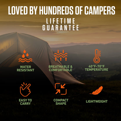 VENTURE 4TH XXL Sleeping Bag for Big & Tall Campers | 30–70°F | 90" x 39" | 5 Colors - Niksstuff