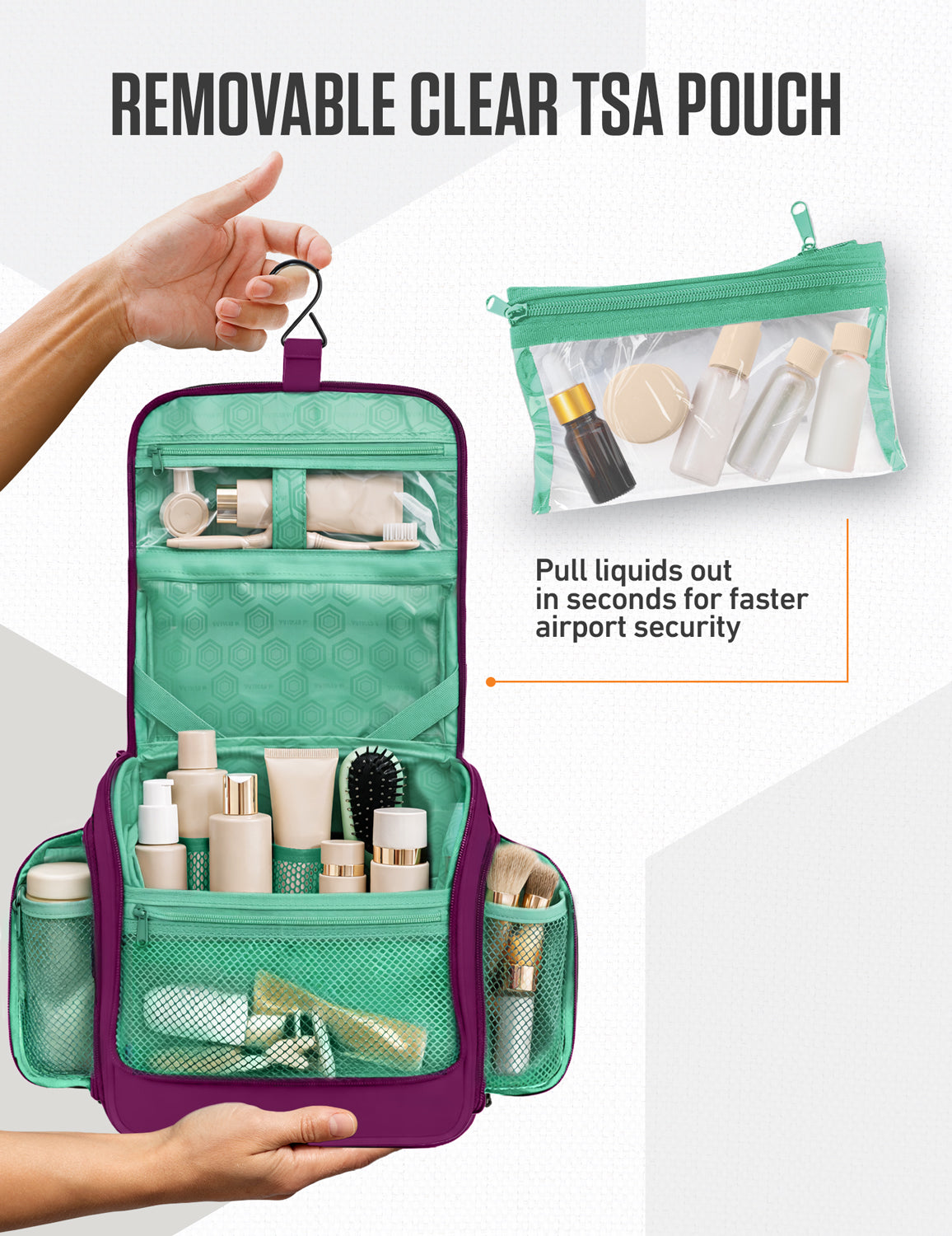 VENTURE 4TH Hanging Travel Toiletry Bag | TSA Compliant | 18 Colors & Designs - Niksstuff