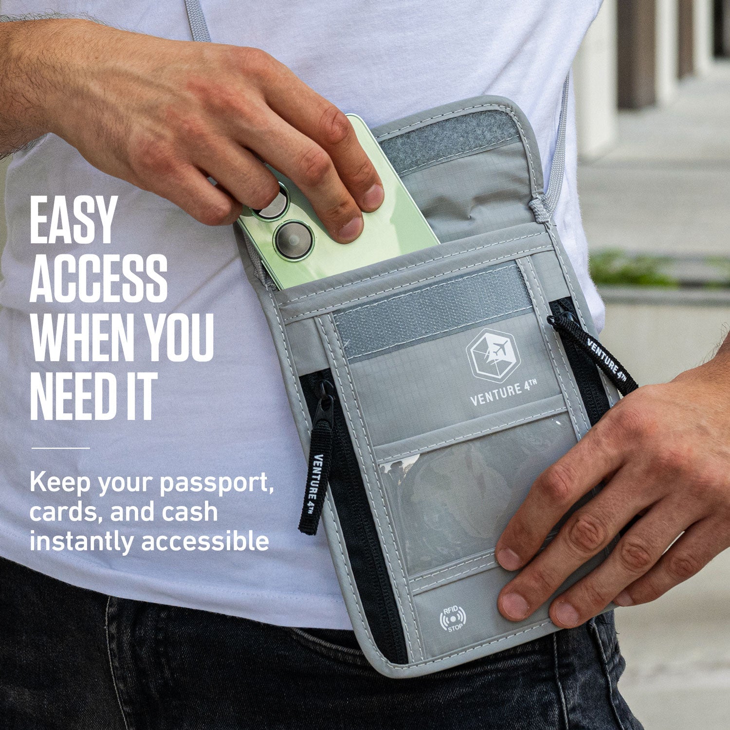 VENTURE 4TH RFID Blocking Neck Pouch | Travel Wallet | 8 Colors - Niksstuff