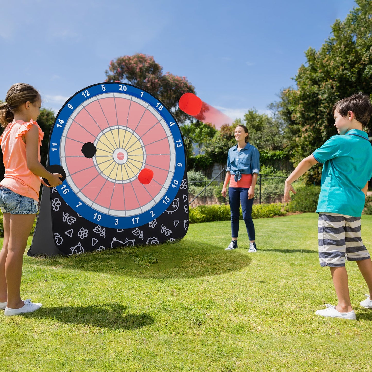 Large Dart Board for Kids with 4 Kick Balls | Portable Outdoor Game - Niksstuff