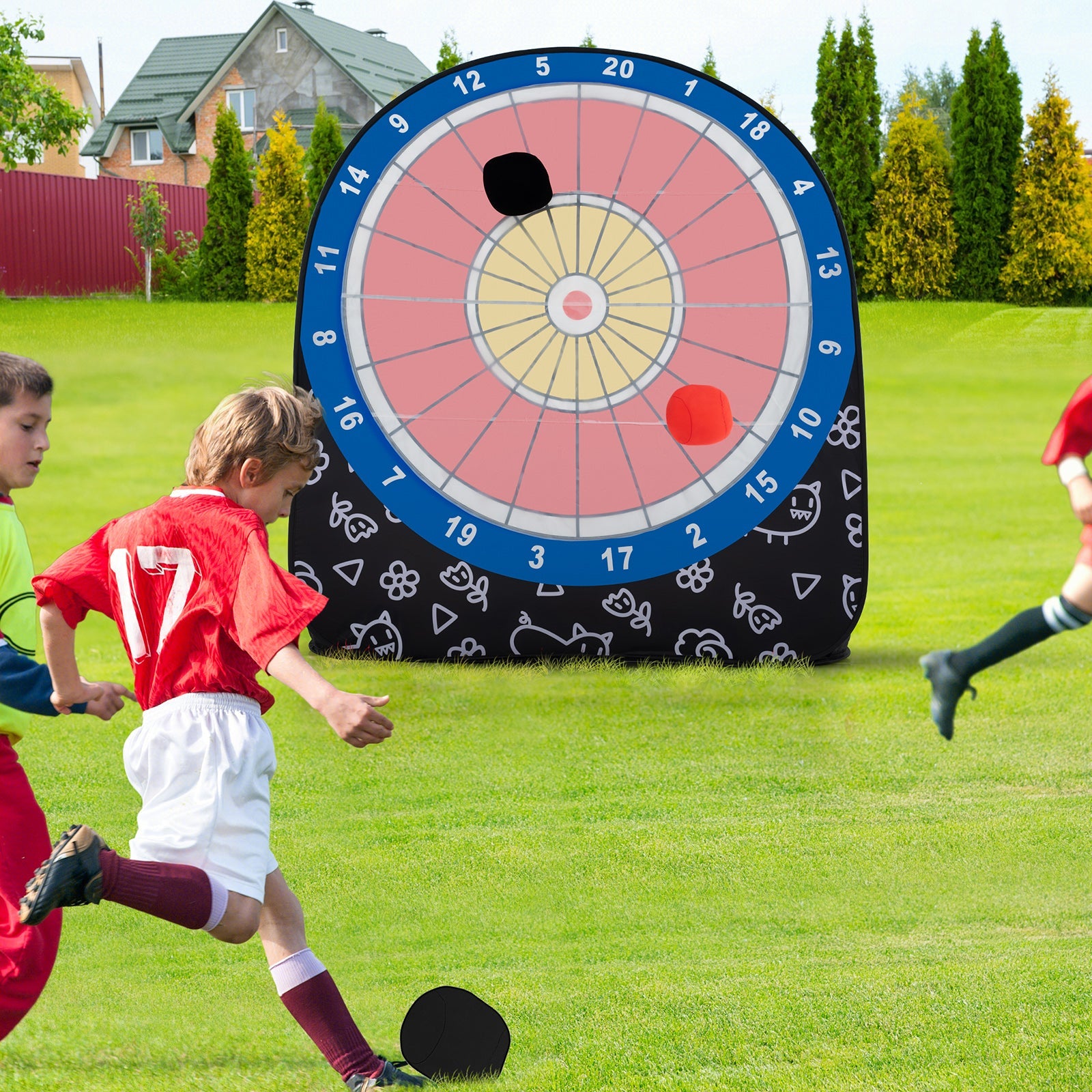 Large Dart Board for Kids with 4 Kick Balls | Portable Outdoor Game - Niksstuff