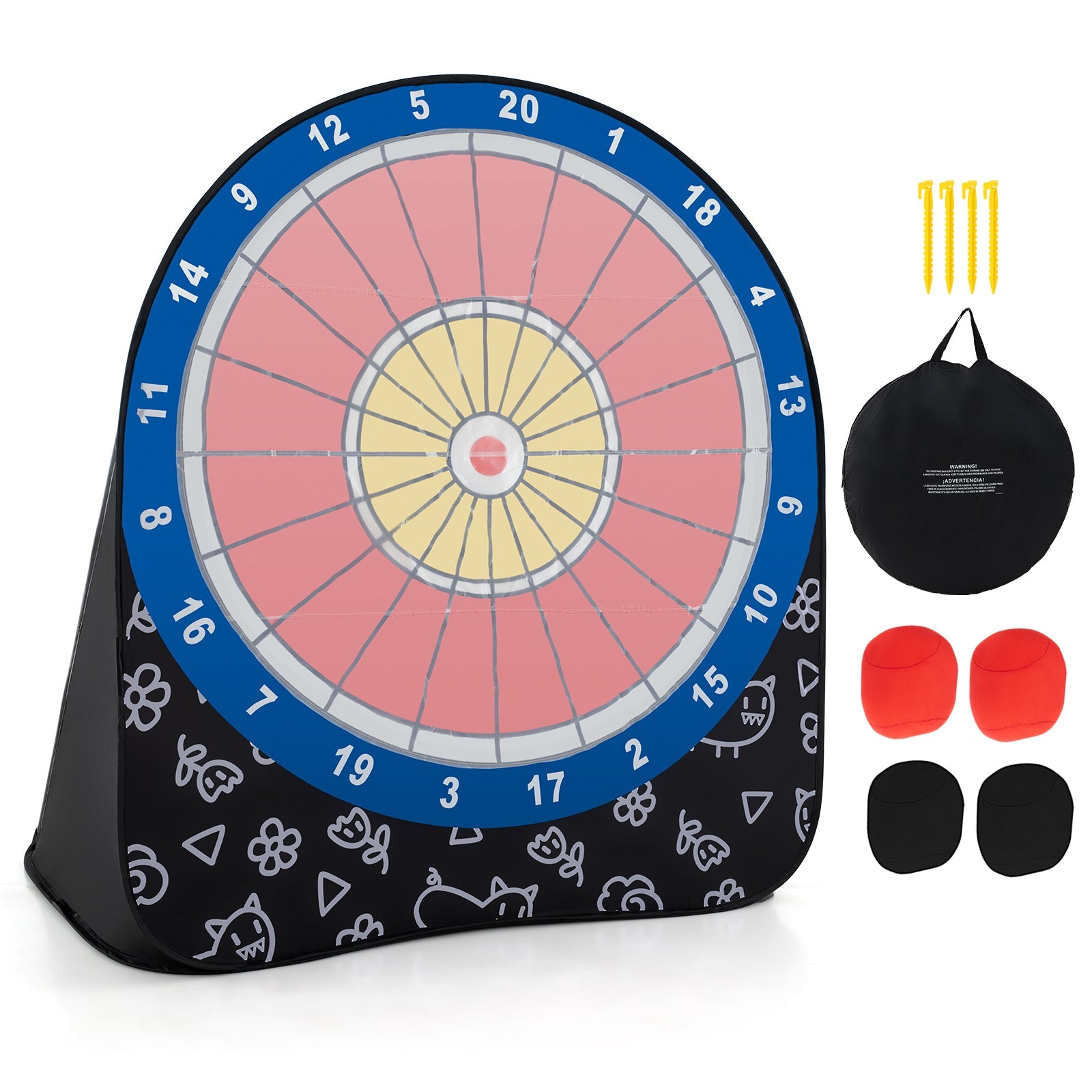 Large Dart Board for Kids with 4 Kick Balls | Portable Outdoor Game - Niksstuff