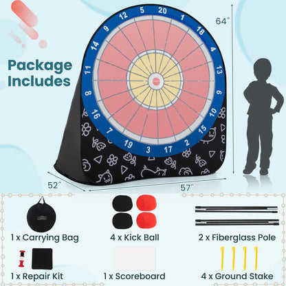 Large Dart Board for Kids with 4 Kick Balls | Portable Outdoor Game - Niksstuff