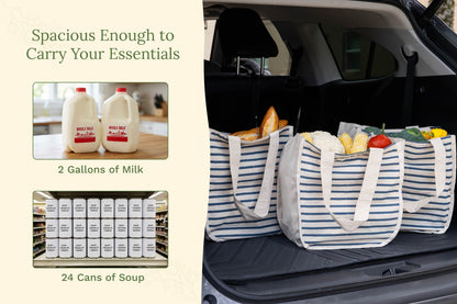 Organic Cotton Canvas Grocery Tote Bag with Bottle Sleeves