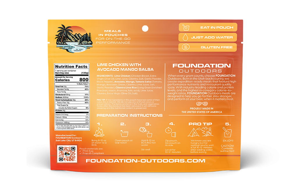 Foundation Outdoors Freeze Dried Lime Chicken & Mango Salsa Meal