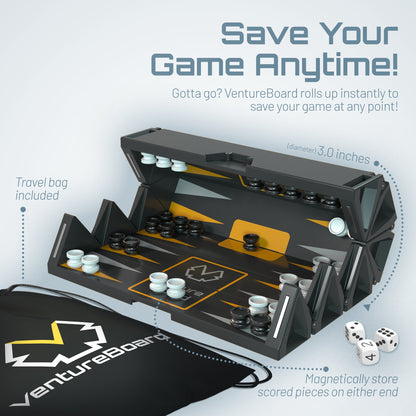VentureBoard Mini Backgammon Magnetic Roll-Up Travel Set 7.5" x 6"
