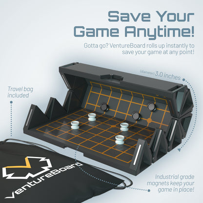VentureBoard Mini Go Magnetic Roll-Up Strategy Game - 9x9 Board