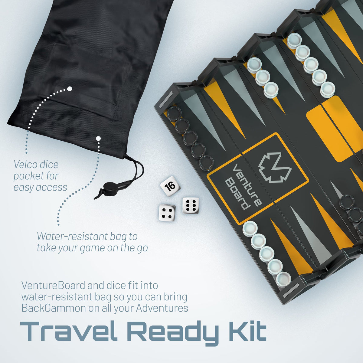 VentureBoard Mini Backgammon Magnetic Roll-Up Travel Set 7.5" x 6"