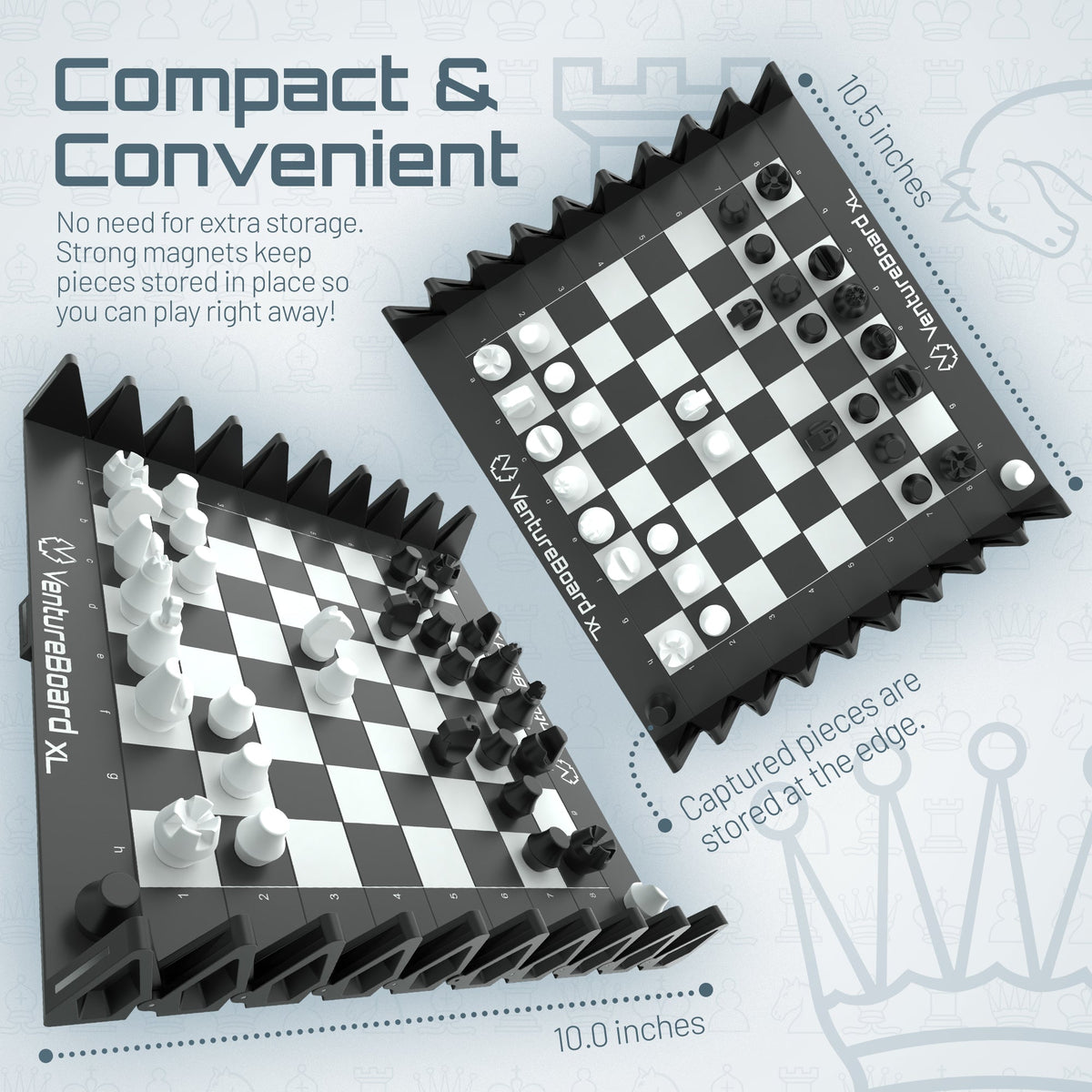 VentureBoard XL Magnetic Roll-Up Chess Set - 10" Portable Board