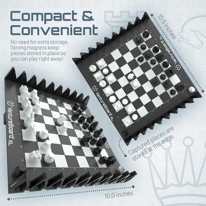 VentureBoard XL Magnetic Roll-Up Chess Set - 10" Portable Board