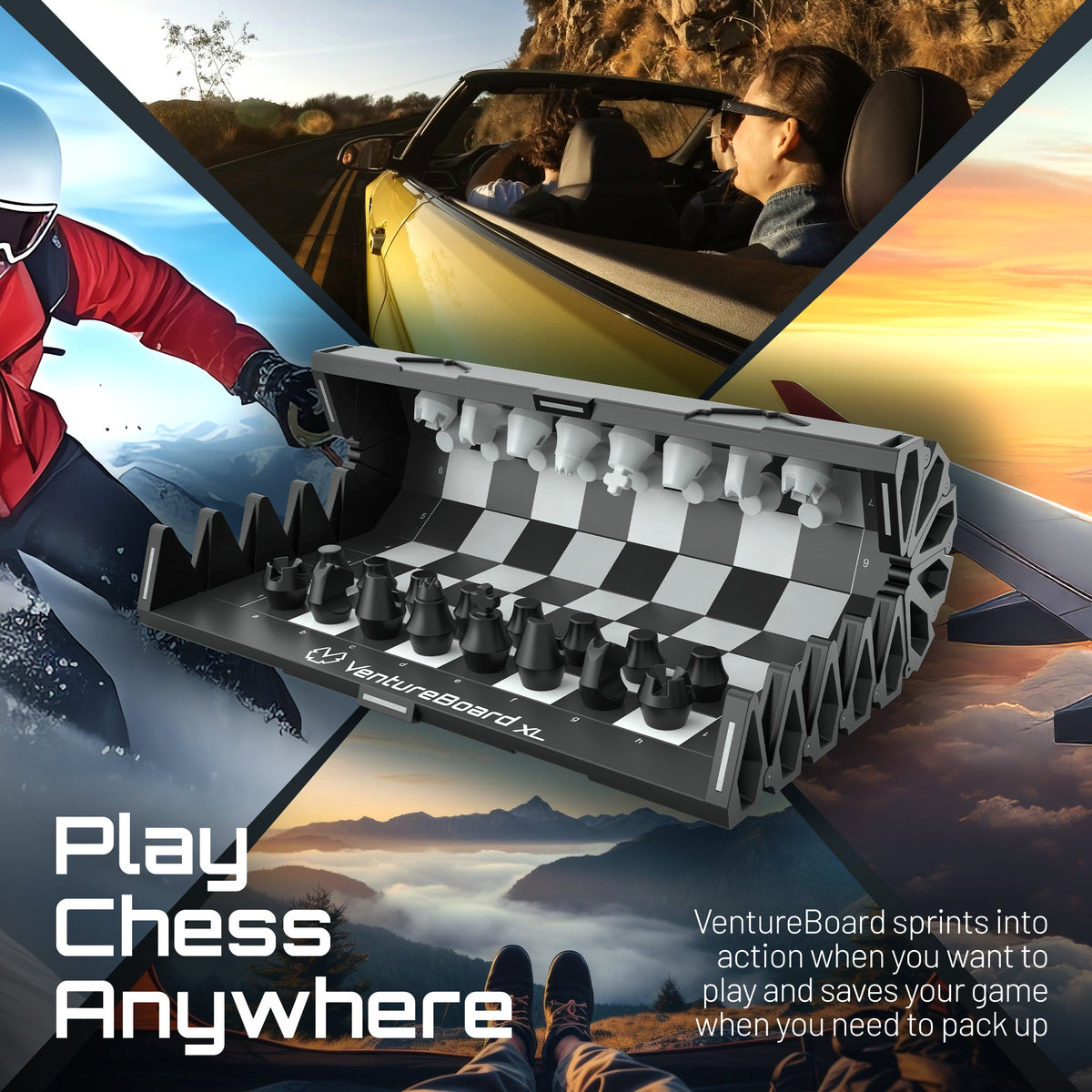 VentureBoard XL Magnetic Roll-Up Chess Set - 10" Portable Board