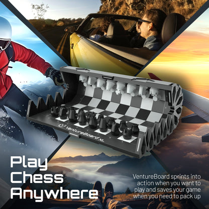 VentureBoard XL Magnetic Roll-Up Chess Set - 10" Portable Board