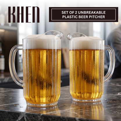 Barcelona Acrylic Beer Pitcher | Set of 2 | 60oz Each | Shatterproof | Indoor & Outdoor | Khen Site - Niksstuff
